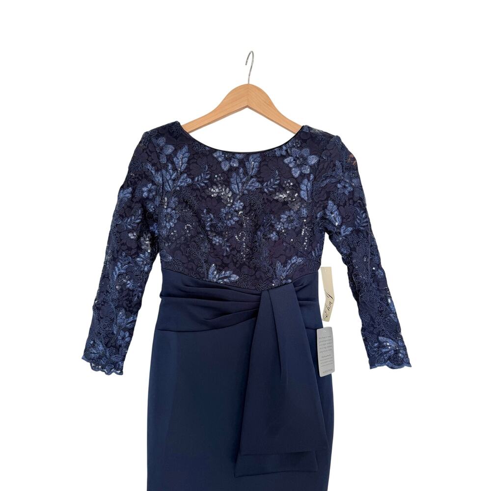 NEW‎ ELIZA J Sequin Lace Bodice Trumpet GOWN DRESS SIZE 0 $198 NAVY NORDSTROM - Picture 4 of 7